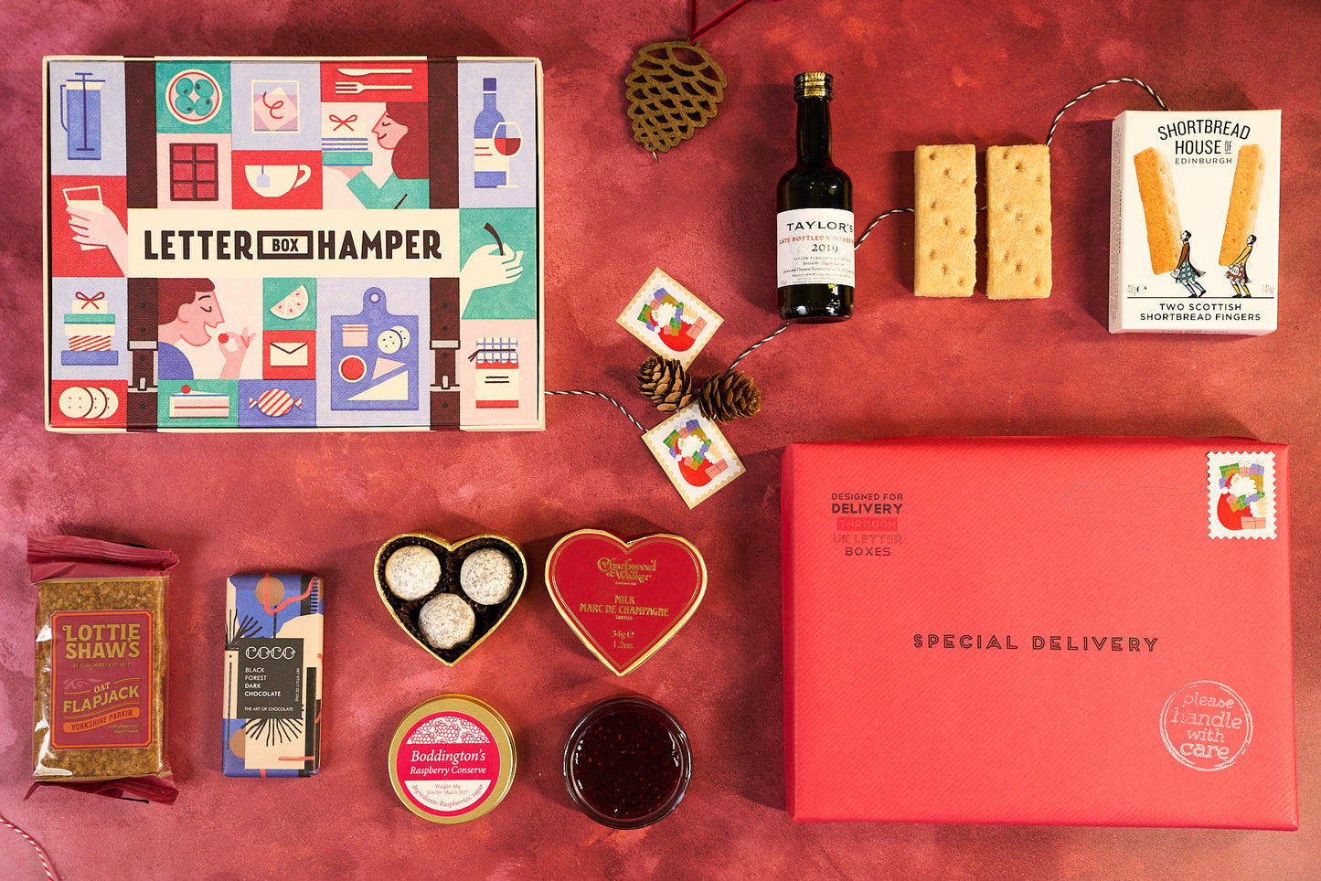 Luxury Christmas Letter Box Hamper with Port & Chocolate truffles