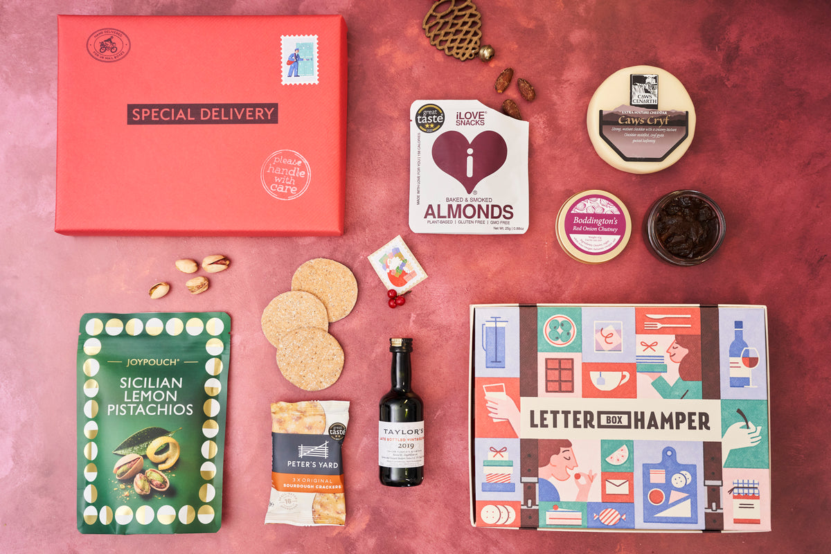 Festive cheese, port and nuts Letter Box Hamper
