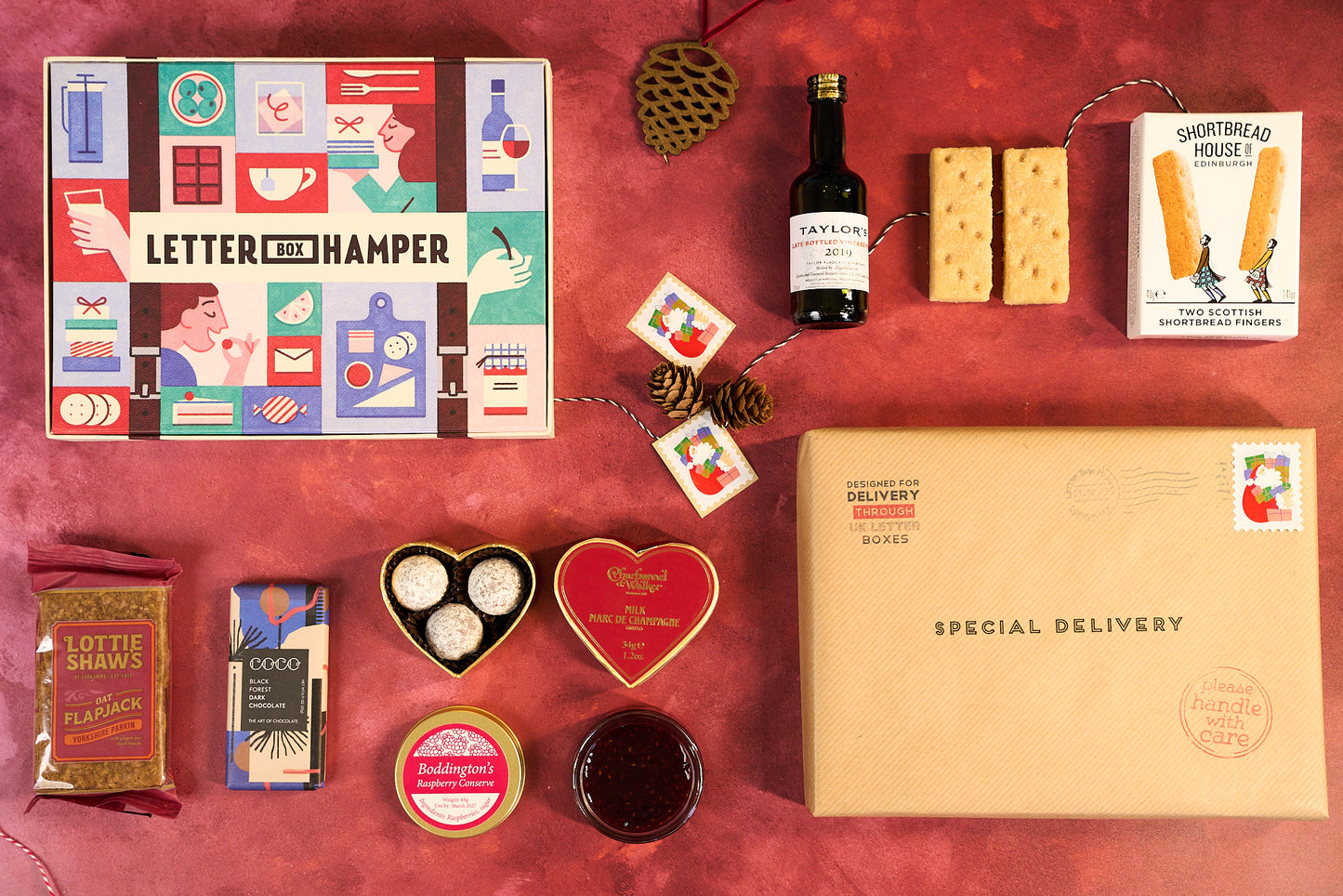 Luxury Christmas Letter Box Hamper with Port & Chocolate truffles