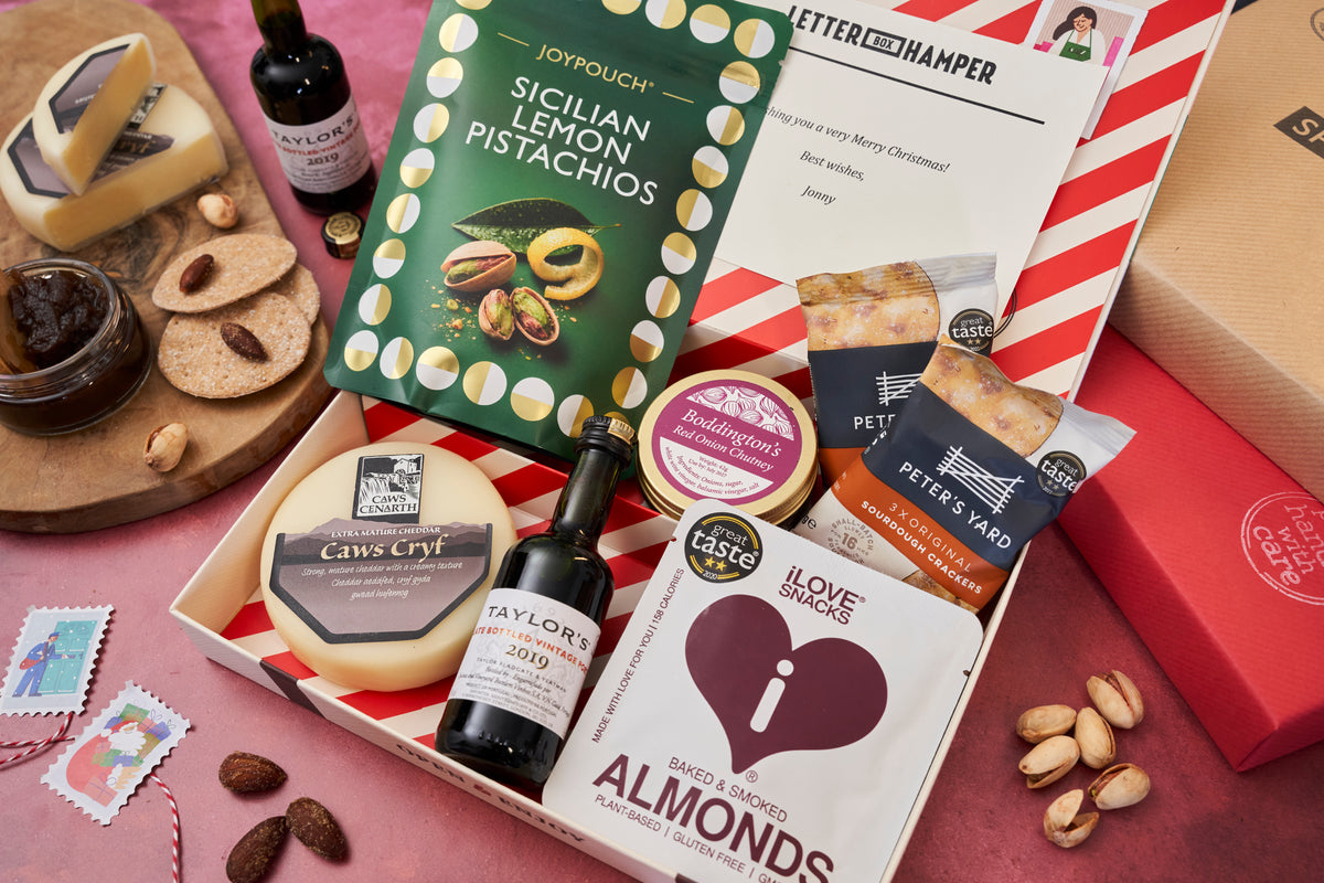 Festive cheese, port and nuts Letter Box Hamper