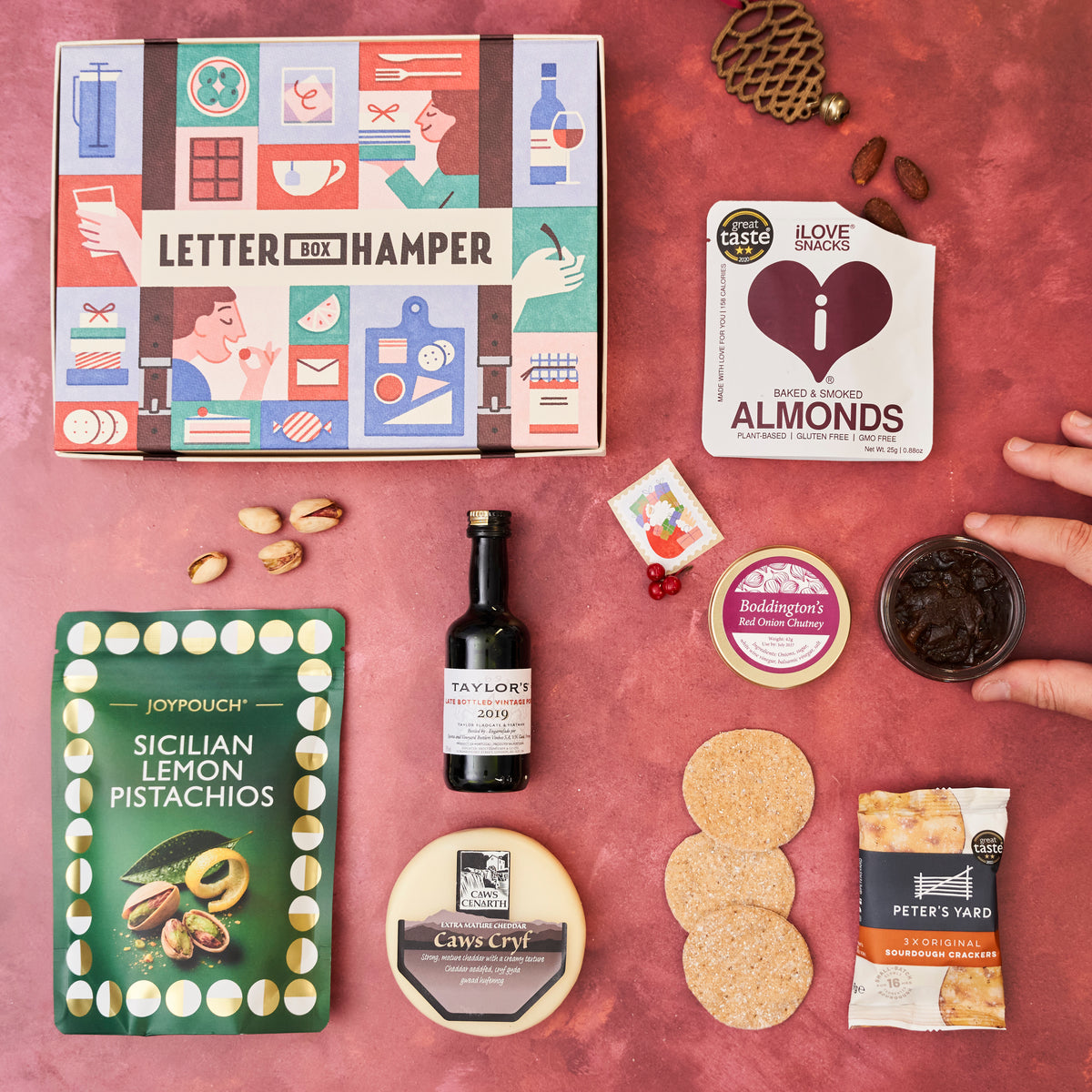 Festive cheese, port and nuts Letter Box Hamper