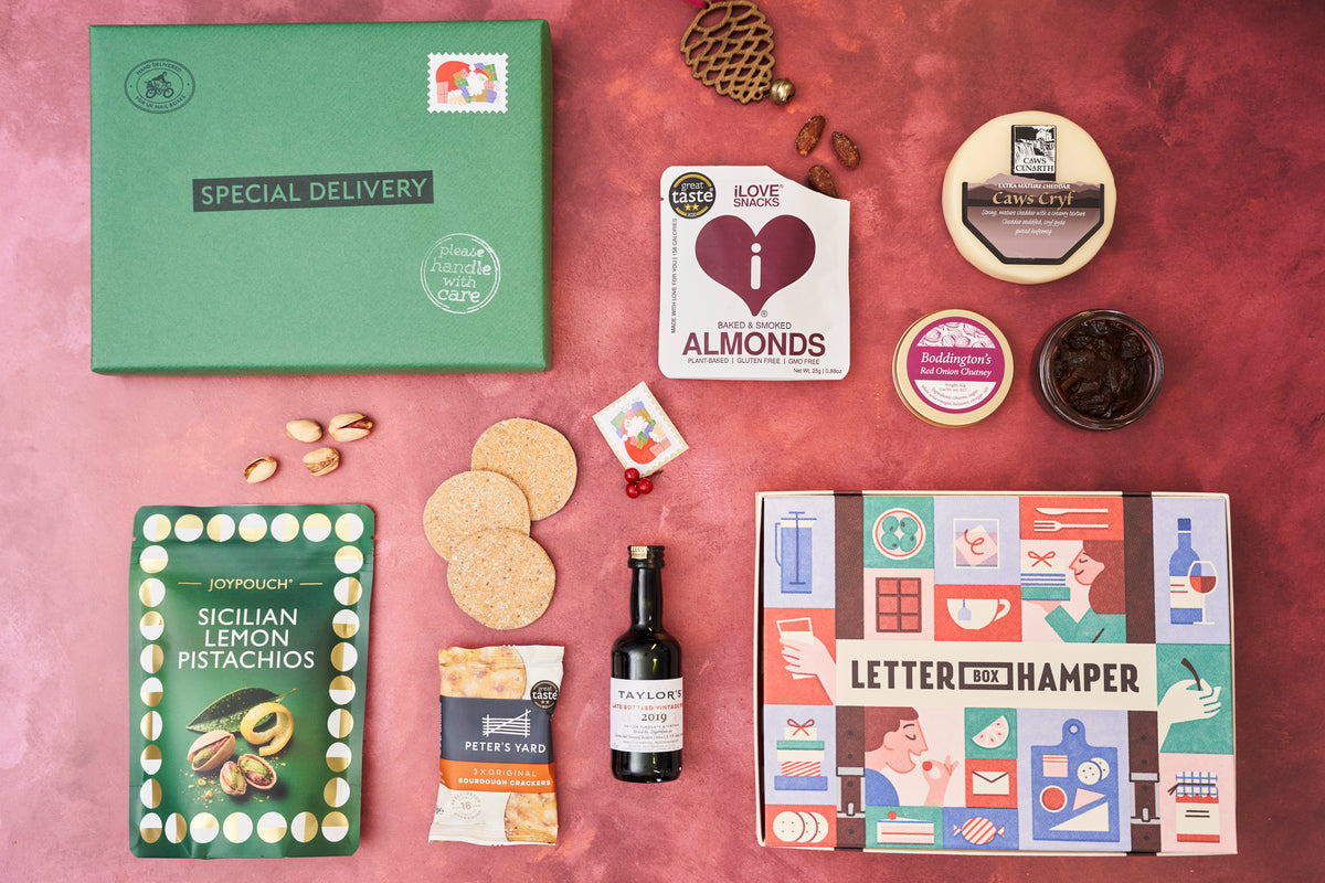 Festive cheese, port and nuts Letter Box Hamper